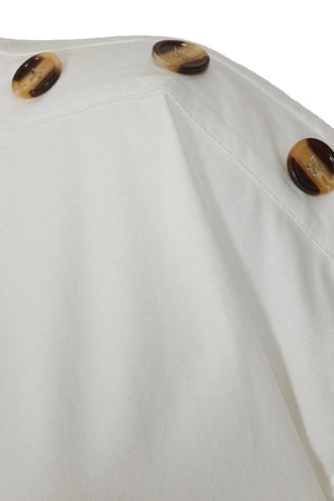 Alice Collins Ladies Button Shoulder Top White
