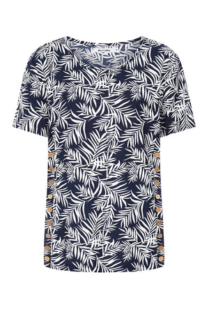 Alice Collins Ladies Kylie Print Tunic Palm Midnight Blue