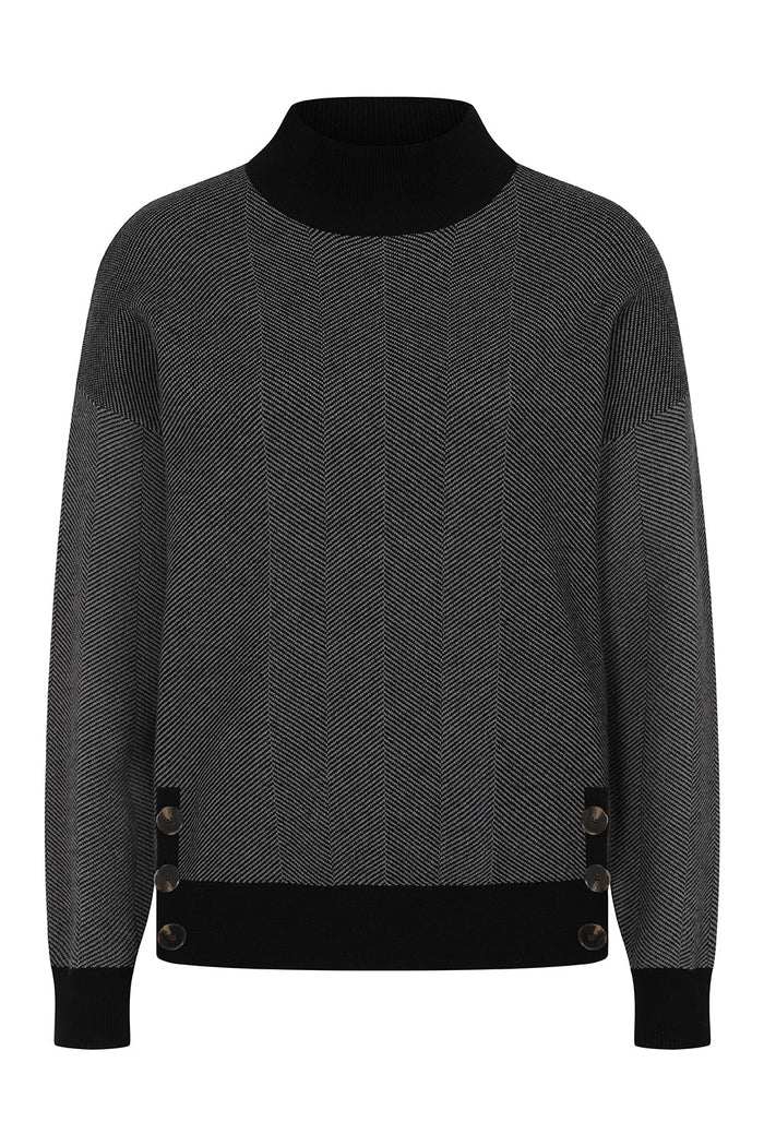 Alice Collins Padstow Herringbone Pullover Black/Charcoal