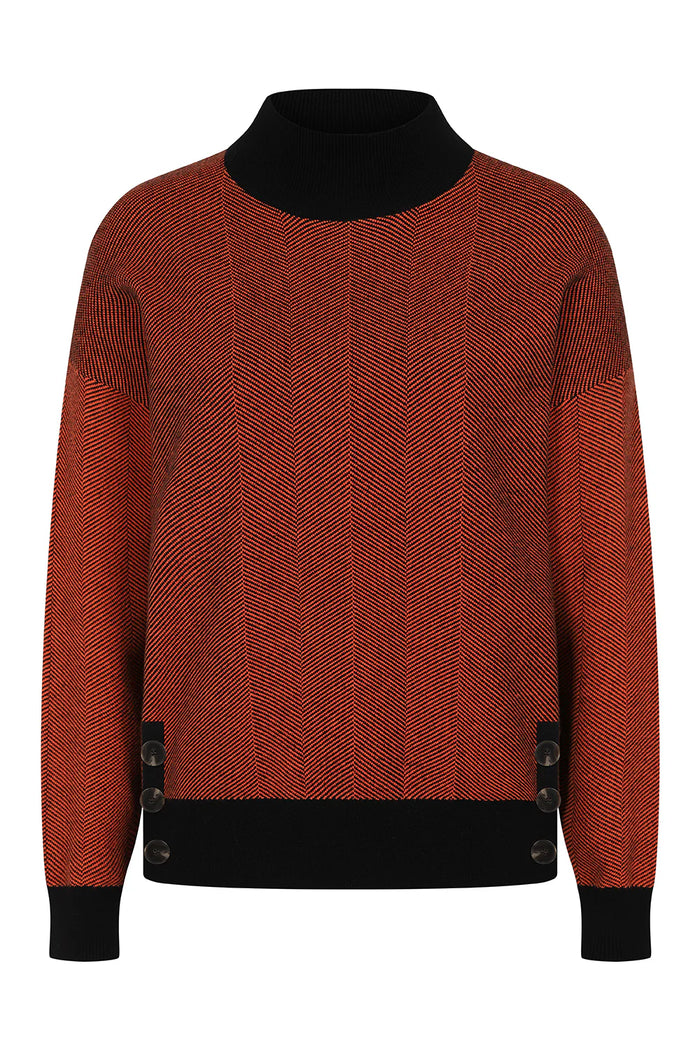 Alice Collins Padstow Herringbone Pullover Black/Flame