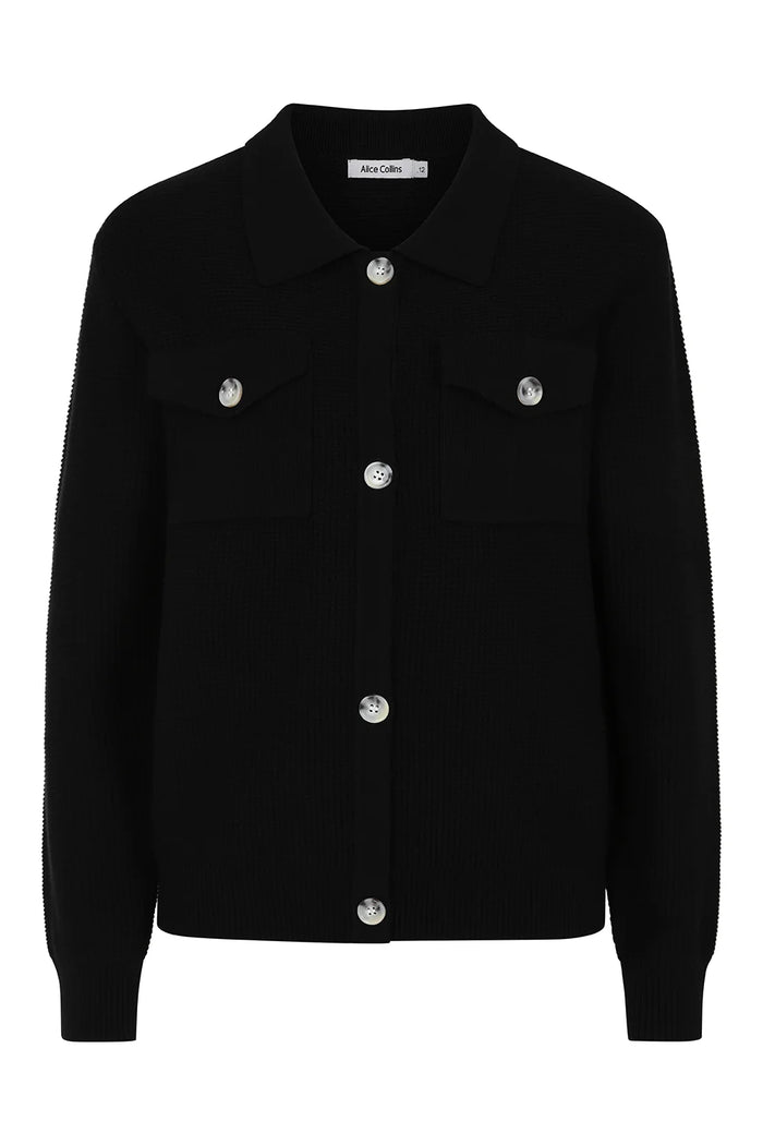 Alice Collins Coco Button Cardigan Black