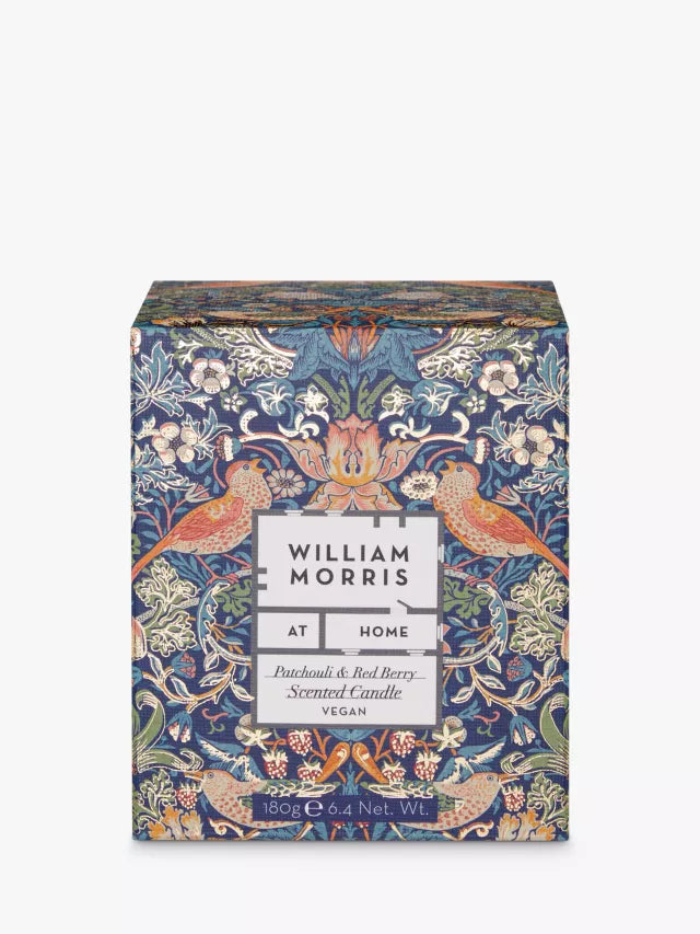 William Morris Strawberry Thief Scented Candle Red Berry and Patchouli