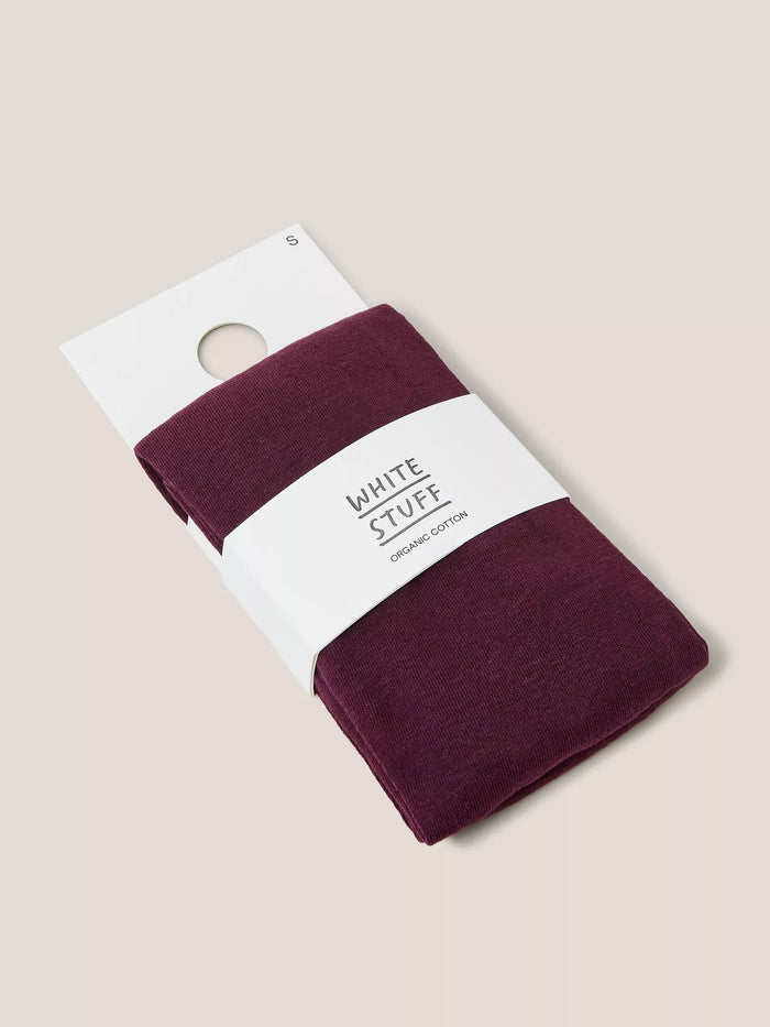 White Stuff Patty Plain Tights Dark Plum