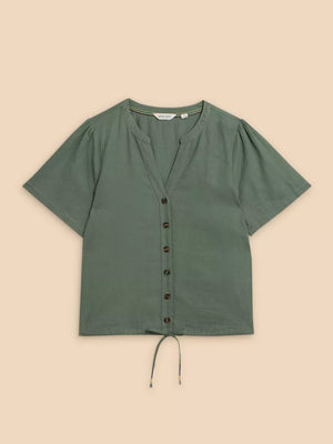 Fern Linen Blend Shirt Khaki Green