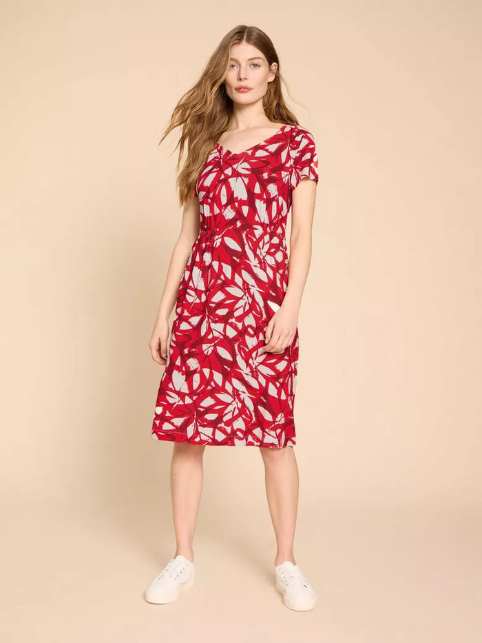 White Stuff Tallie Eco Vero Jersey Dress Red Print