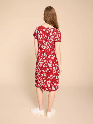 White Stuff Tallie Eco Vero Jersey Dress Red Print