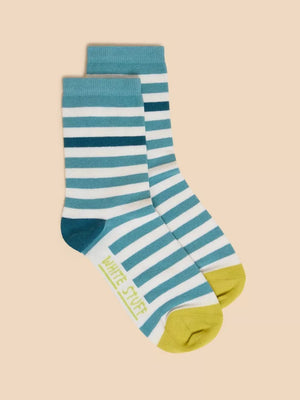 White Stuff Striped Ankle Sock Blue Multi