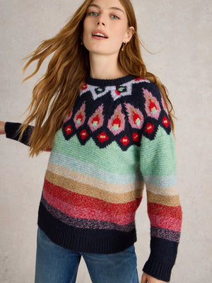 White Stuff New York Fairisle Jumper Red Multi