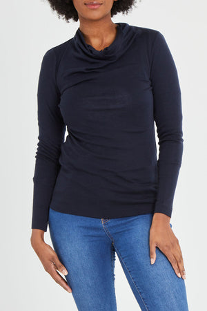 Foil Holy Cowl Top True Navy