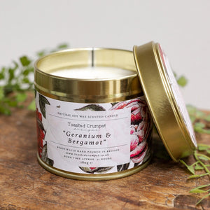 Toasted Crumpet Natural Soy Wax Scented Candle Geranium & Bergamot