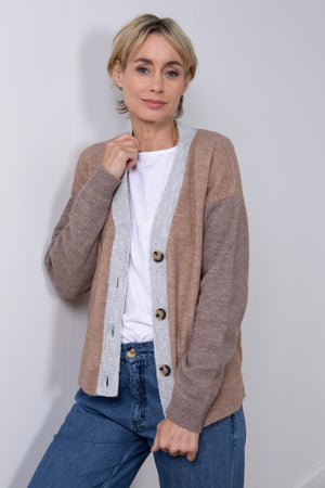 Lily & Me LM23593TP Colour Block Taupe Cardi