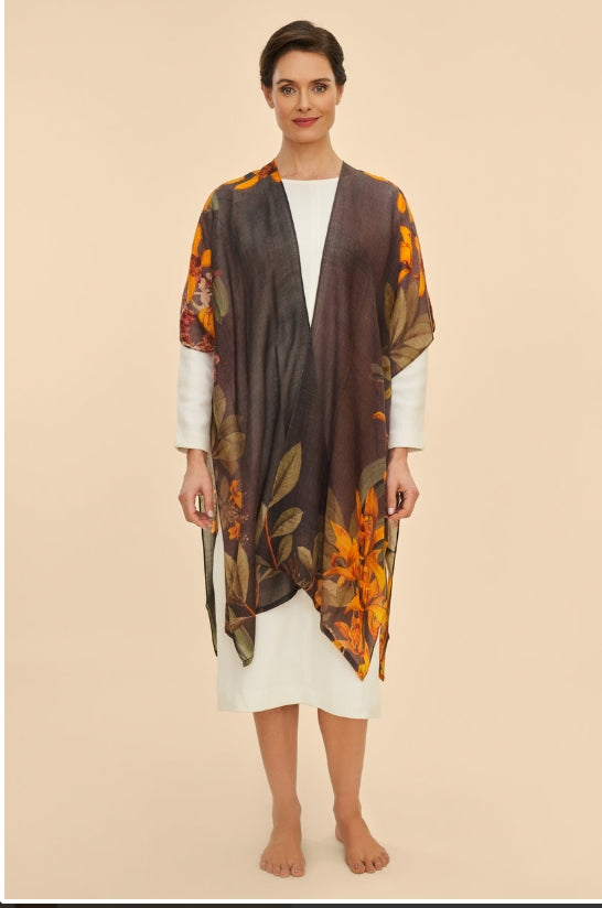 Powder Wool Wraparound Kimono Botany Bliss Charcoal