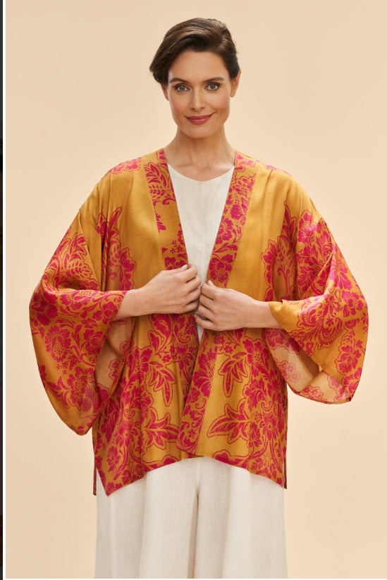 Powder Mustard Tapestry Kimono