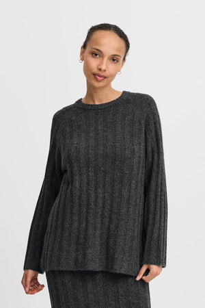 B.Young Bymarianne Oneck jumper 20815644 Dark Grey Melange