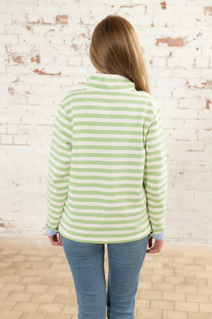 Lighthouse Haven Jersey Sweat Top Soft Green Stripe