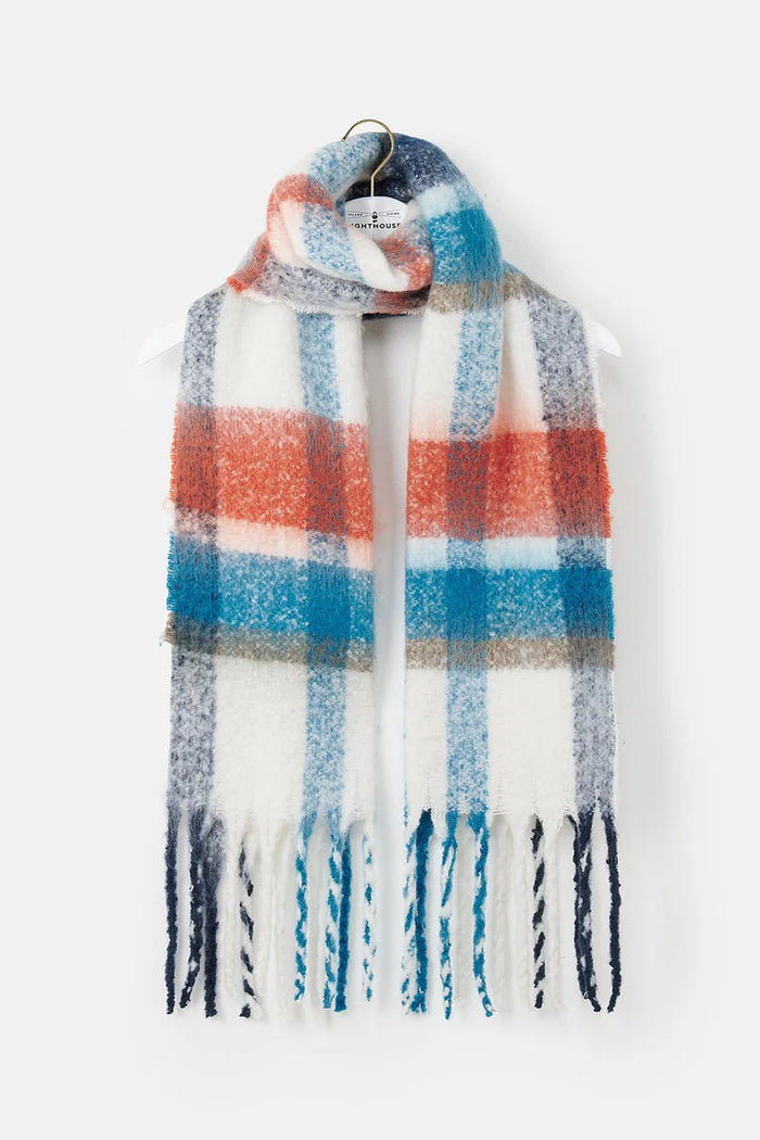 Lighthouse Ladies Scarf Rust/Teal/Mocha