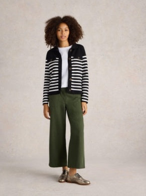 White Stuff Sara Stripe Knitted Shacket Black Multi