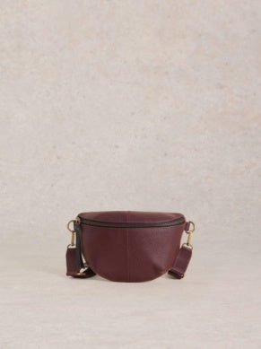 White Stuff Mini Sebby Leather Sling Bag Dark Plum