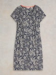 White Stuff Tallie Jersey Dress Navy Print