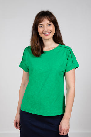 Lily & Me LM23058B Vale Bright Green Plain with Trim Detail Tee
