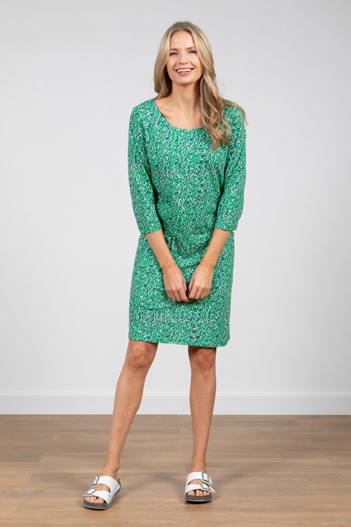 Lily & Me LM23125A Calcot Green 3/4 Length Sleeve Textured Dress