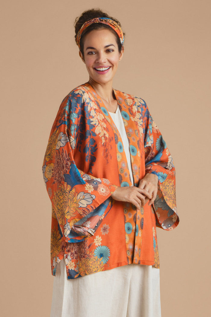 Powder PKJ24 Wisteria Orange Design Kimono Jacket